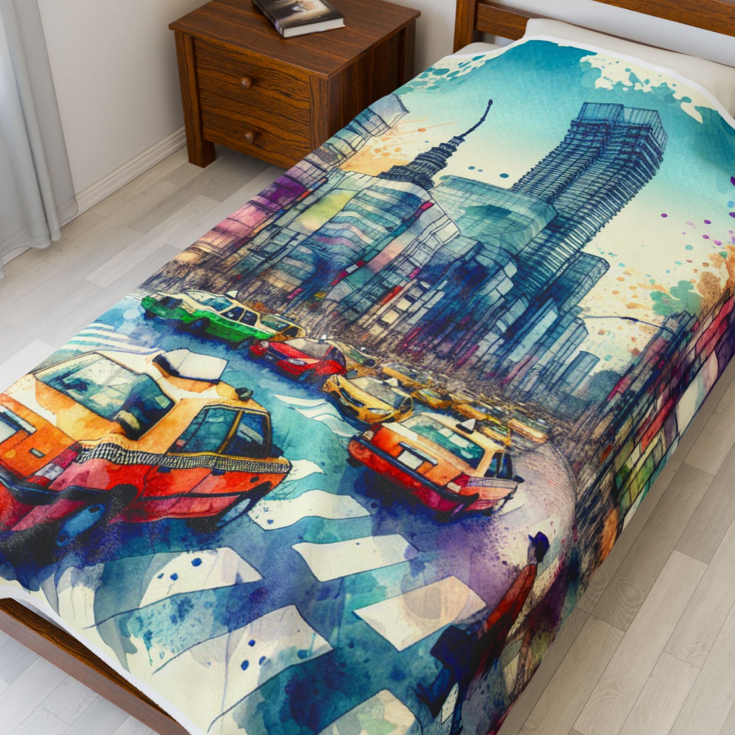 City Crossing in Watercolors - Plush Blanket