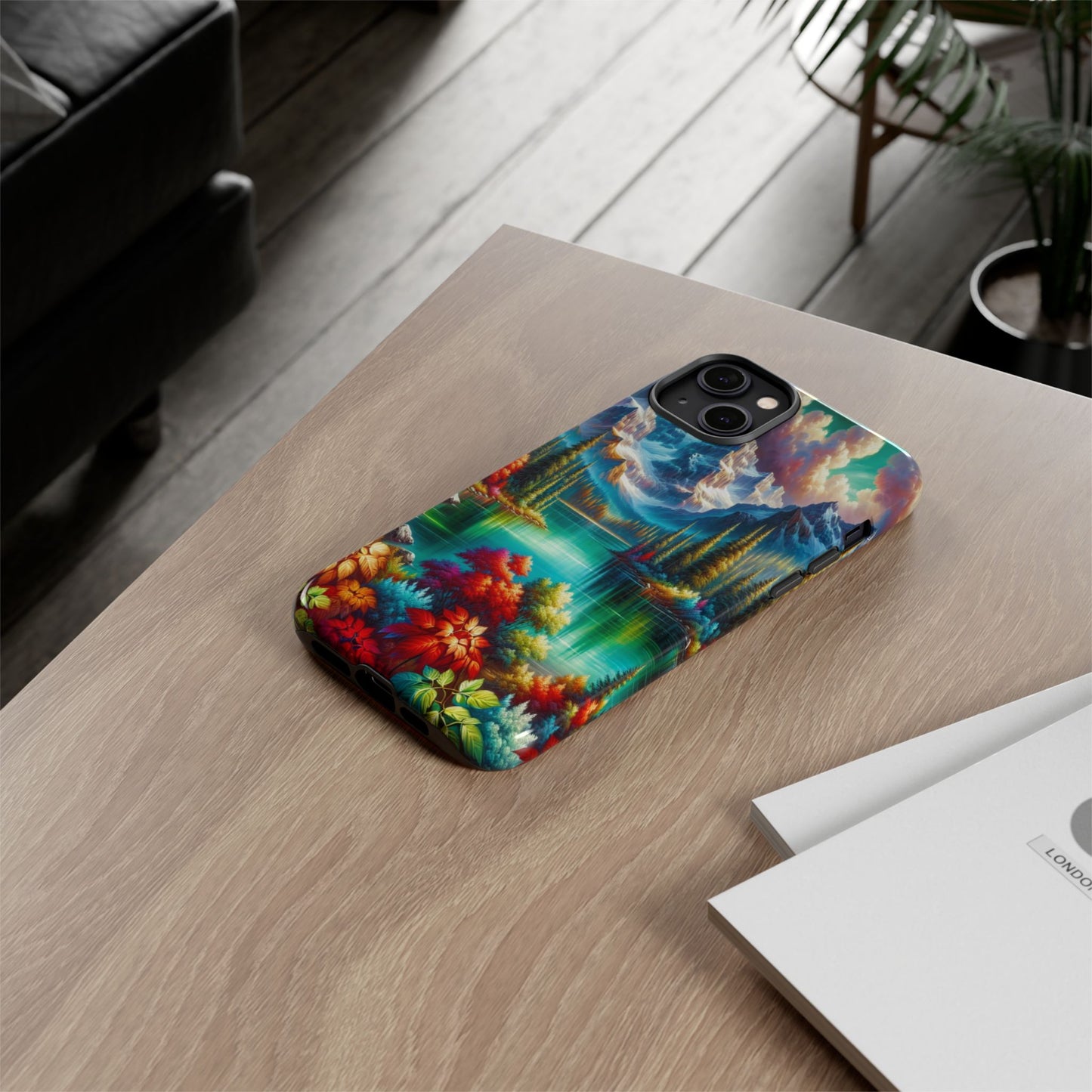 Colorful Mountain Lake Scene - Phone Case