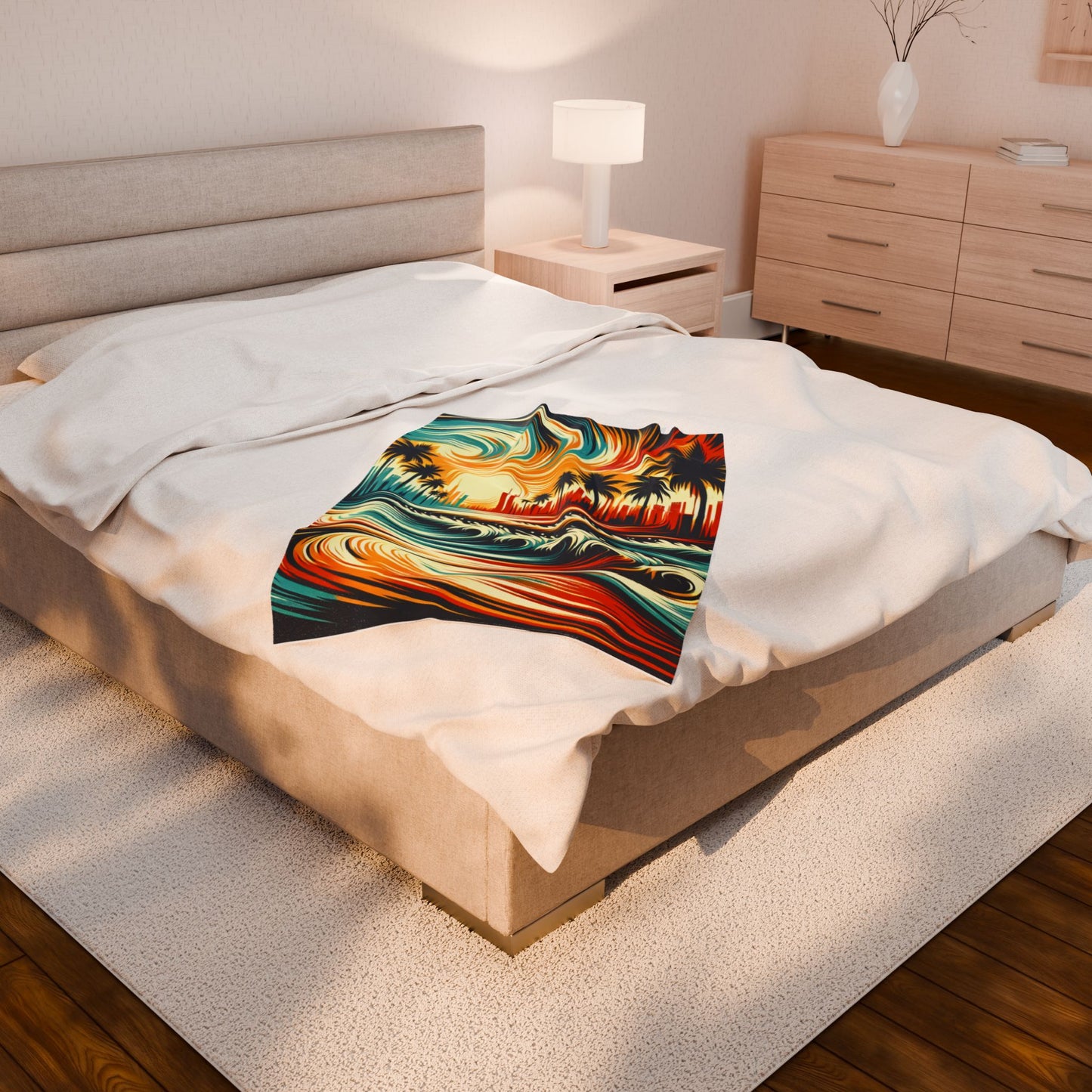 Palm Wave Illusion - Plush Blanket