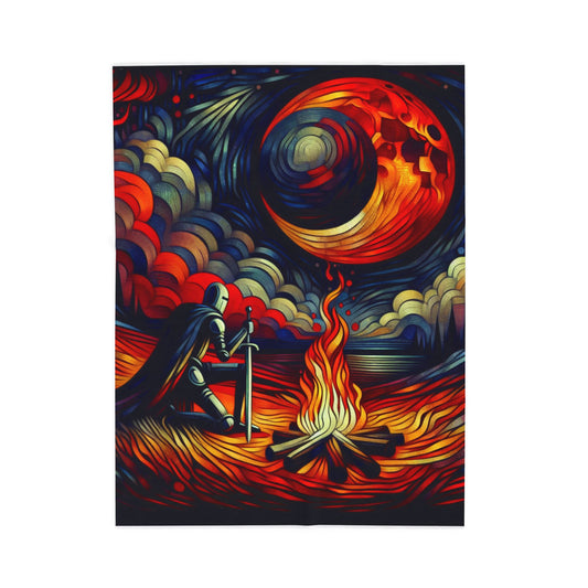 Knight's Reflection by the Fire - Plush Blanket
