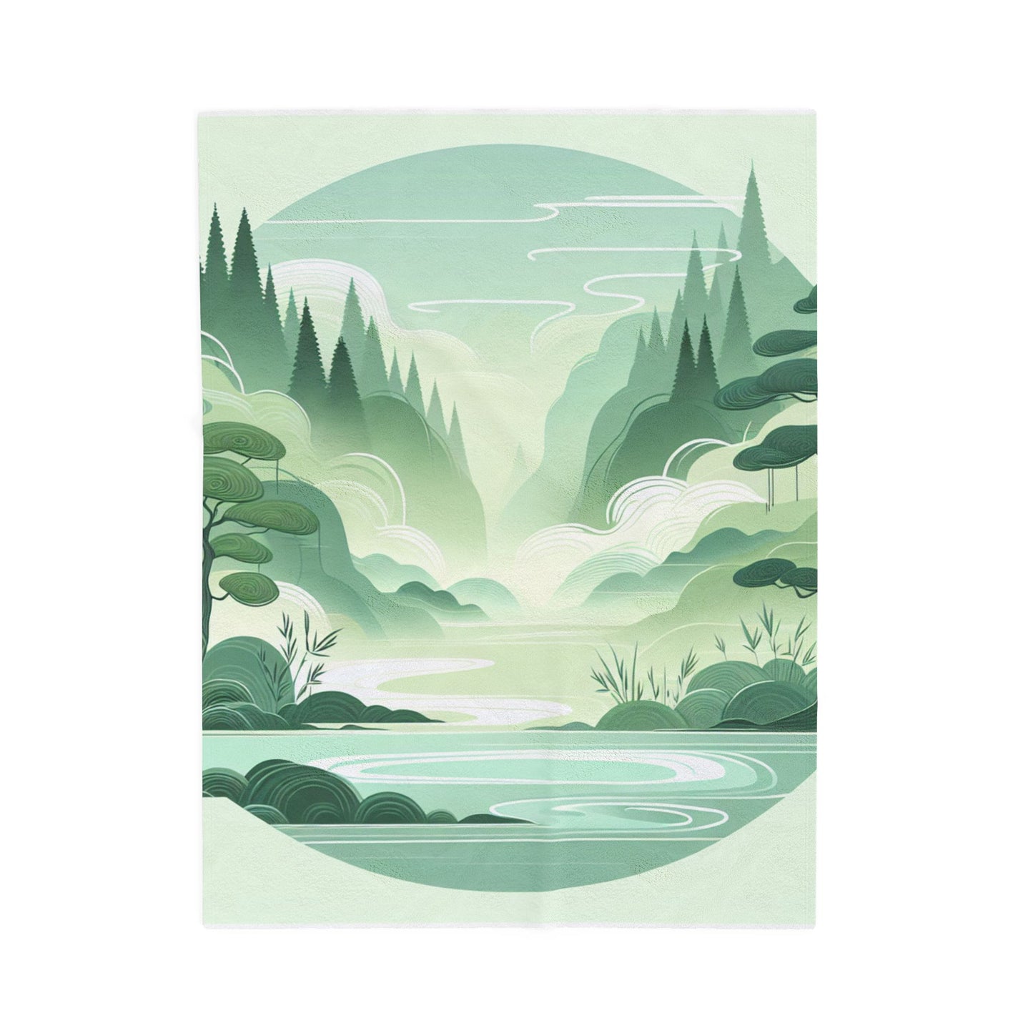 Nature's Serenity in Green Tones - Plush Blanket
