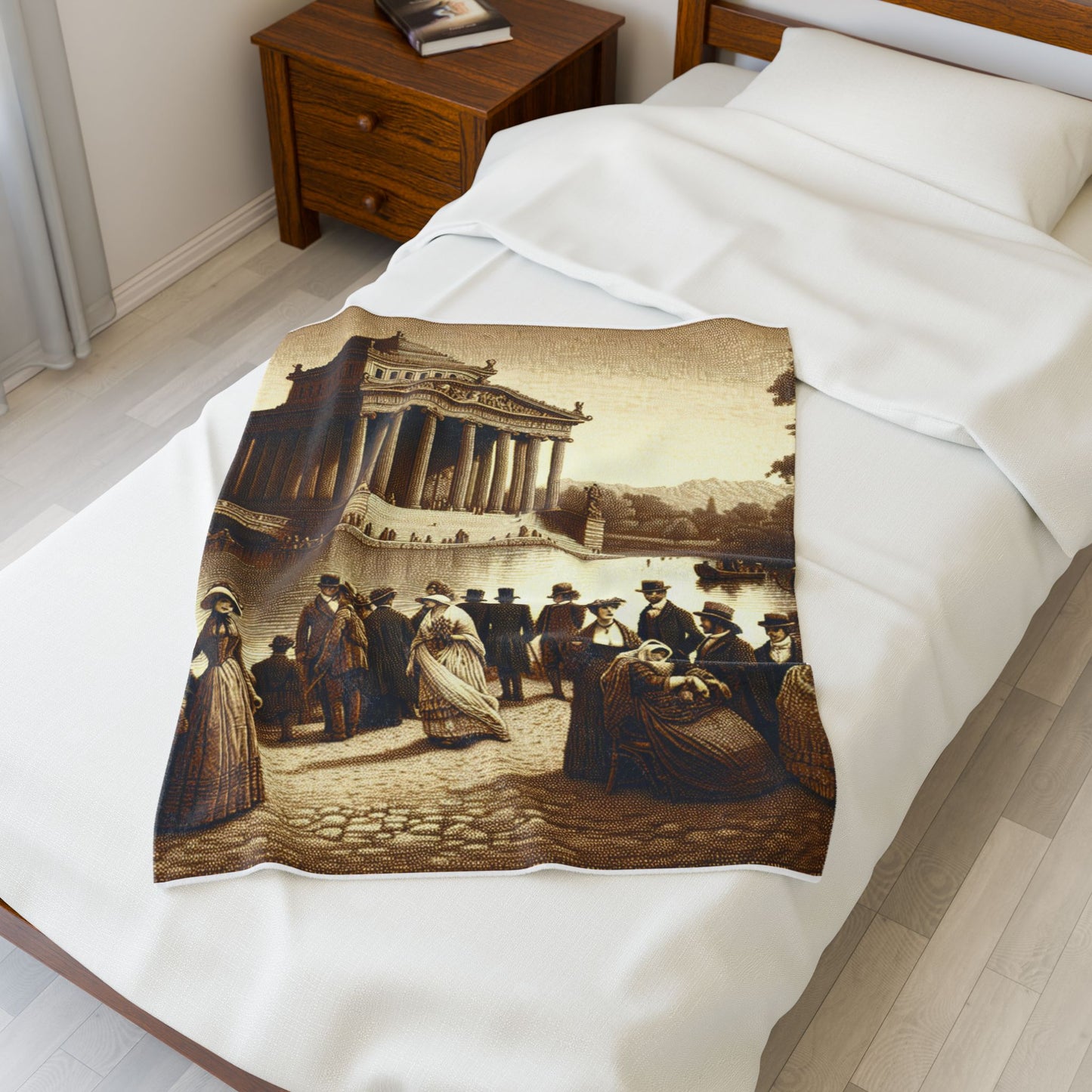 Gathering by the Ancient Temple - Plush Blanket