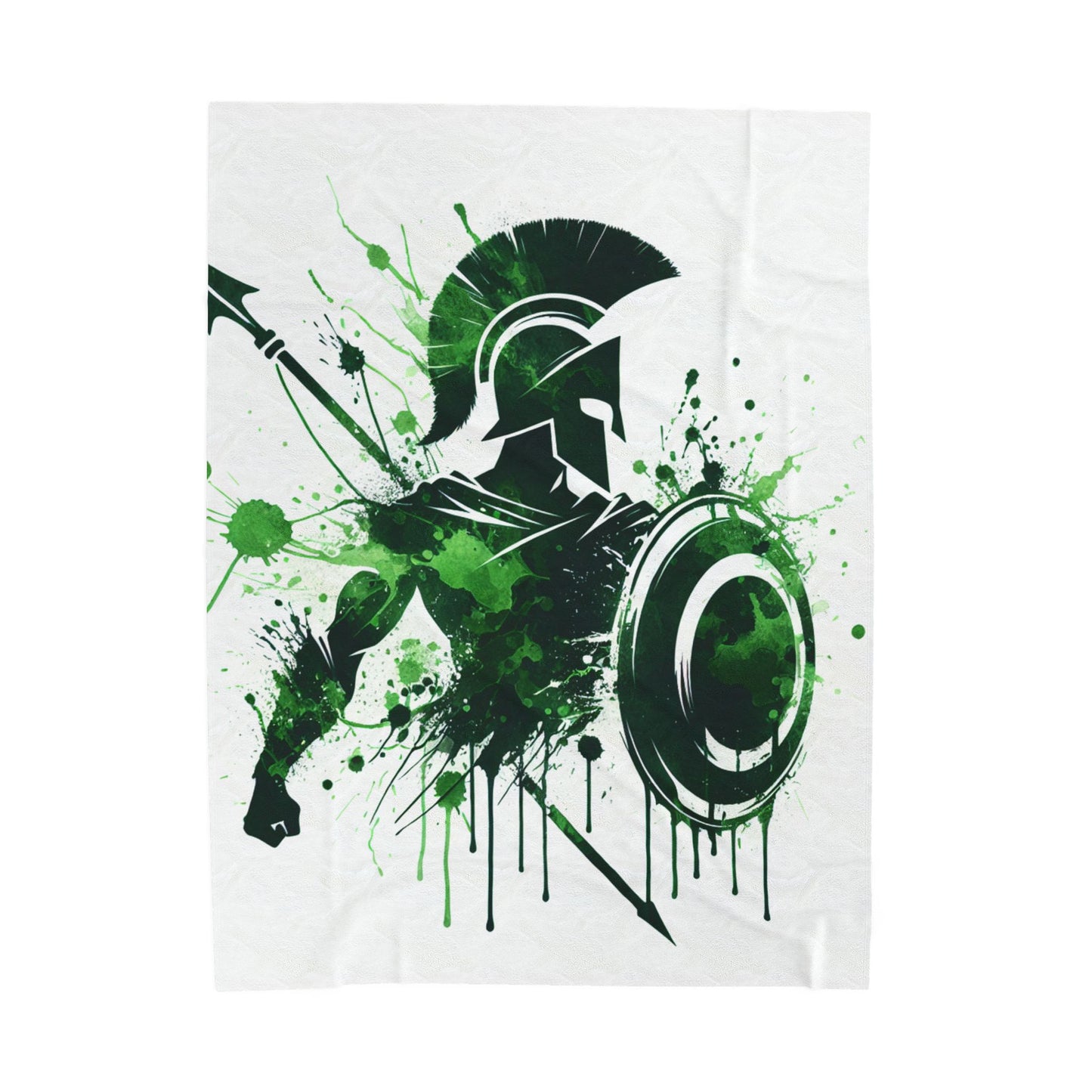 Warrior in Green Splatter - Plush Blanket