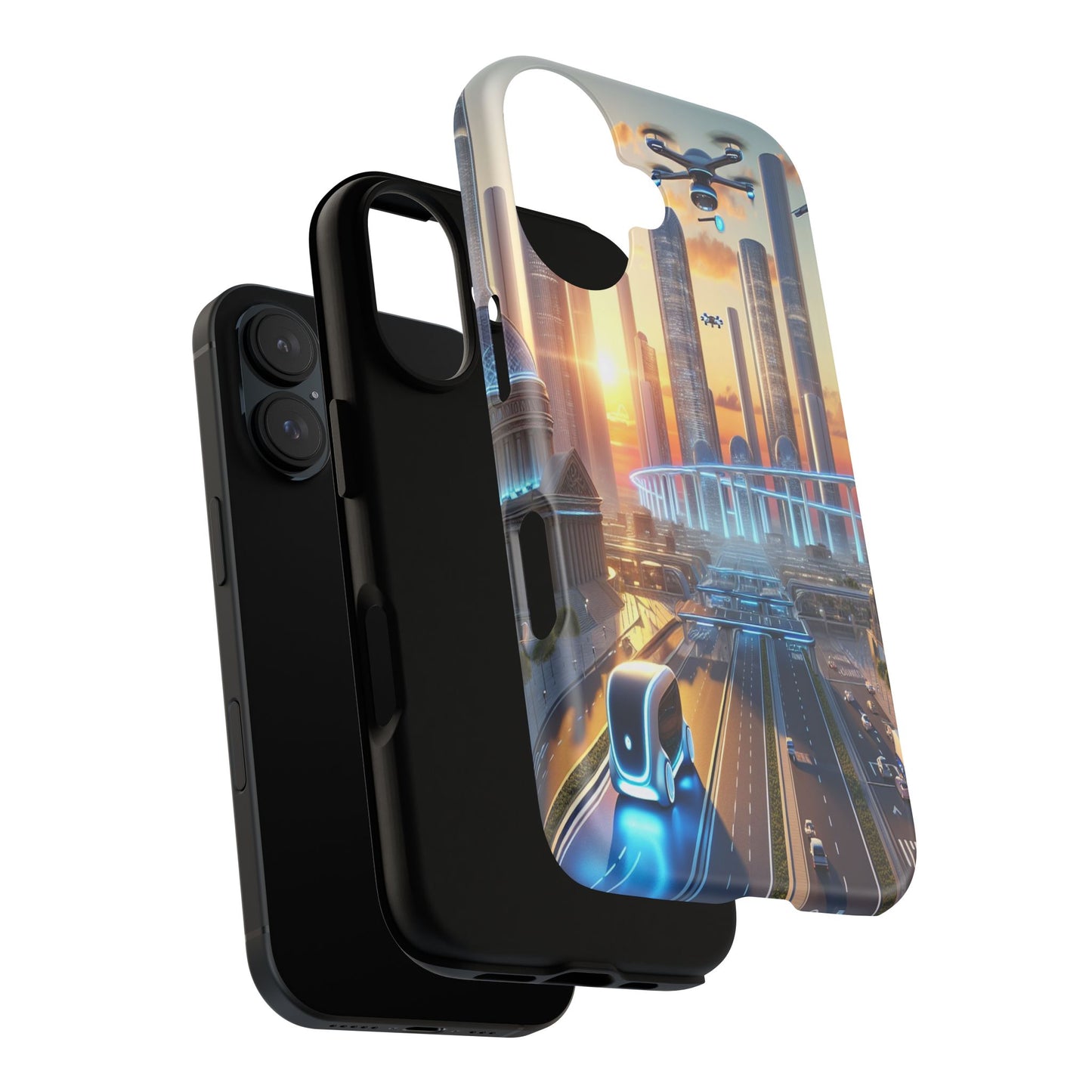 Futuristic Cityscape Unveiled - Phone Case