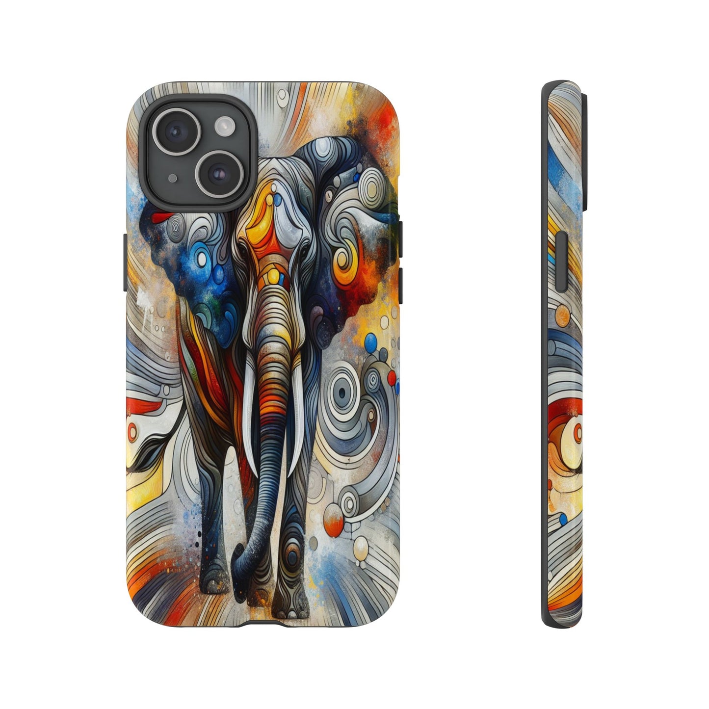 Protective Elephant in Swirling Colors Iphone Case Compatible With Iphone 16 15 14 - Phone Cover