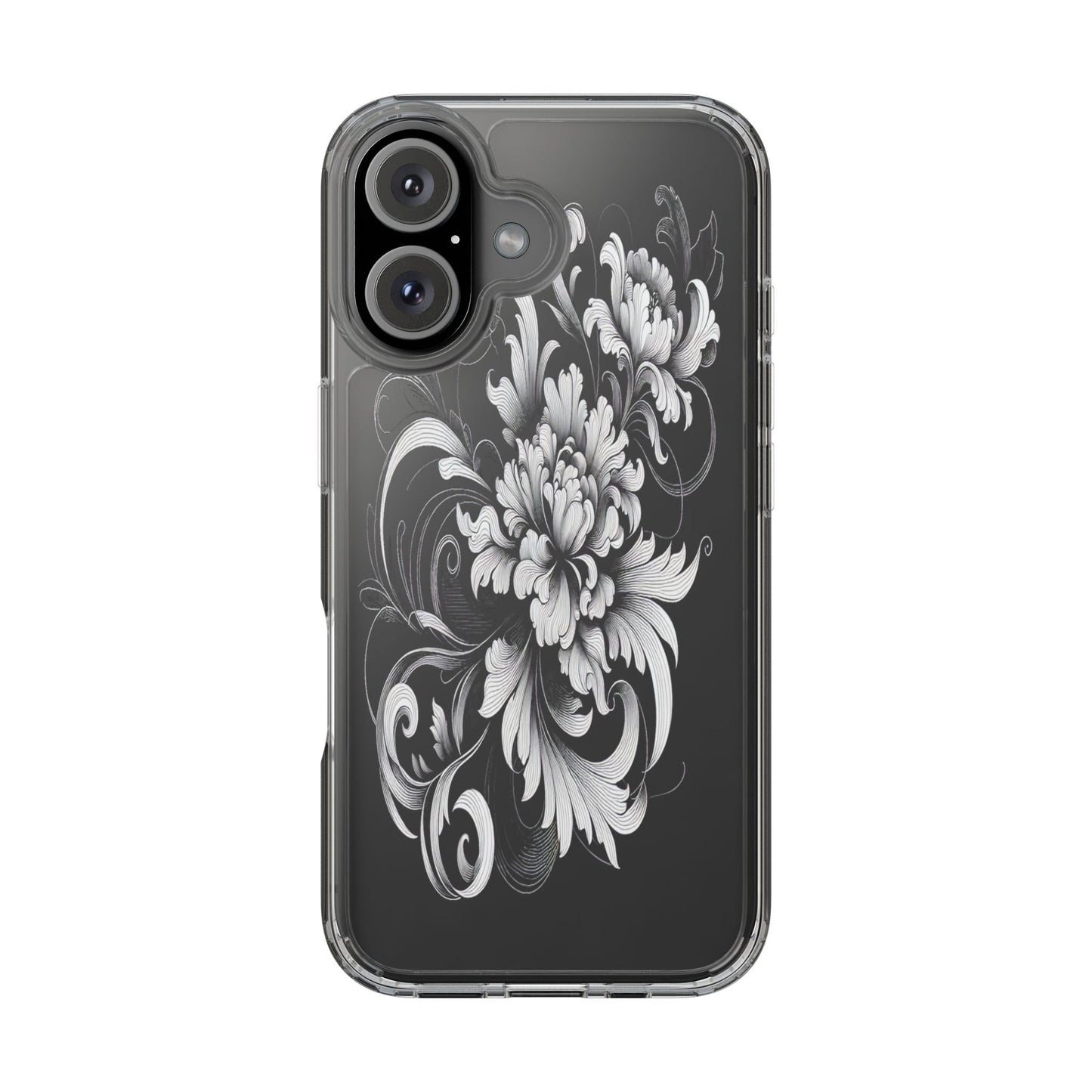 Transparent Intricate Flourish Design Iphone Case Compatible With Iphone 16 15 14 - Clear Phone Cover
