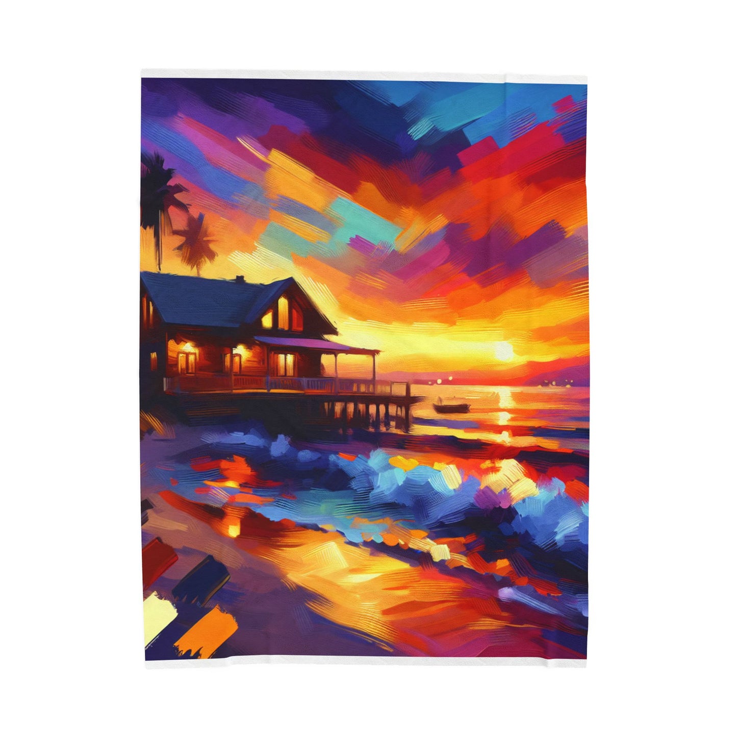 Seaside Repose at Dusk - Plush Blanket