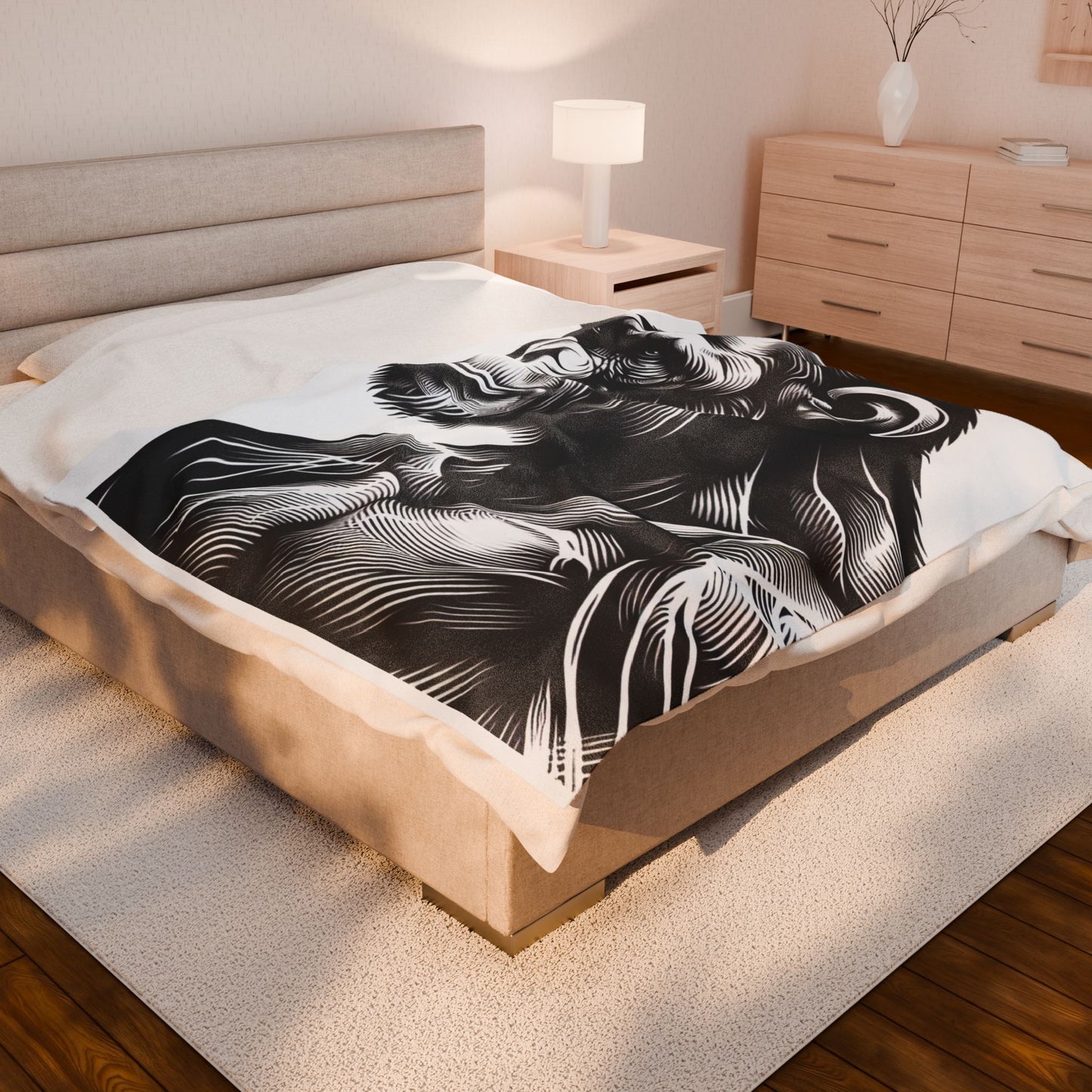 Monochrome Primate Contours- Plush Blanket