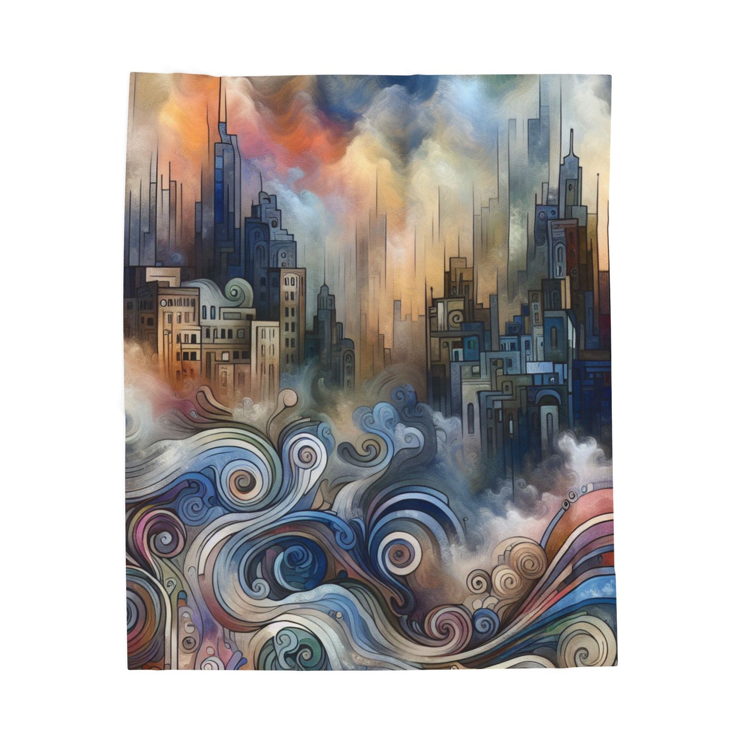 Metropolitan Curves and Clouds - Plush Blanket