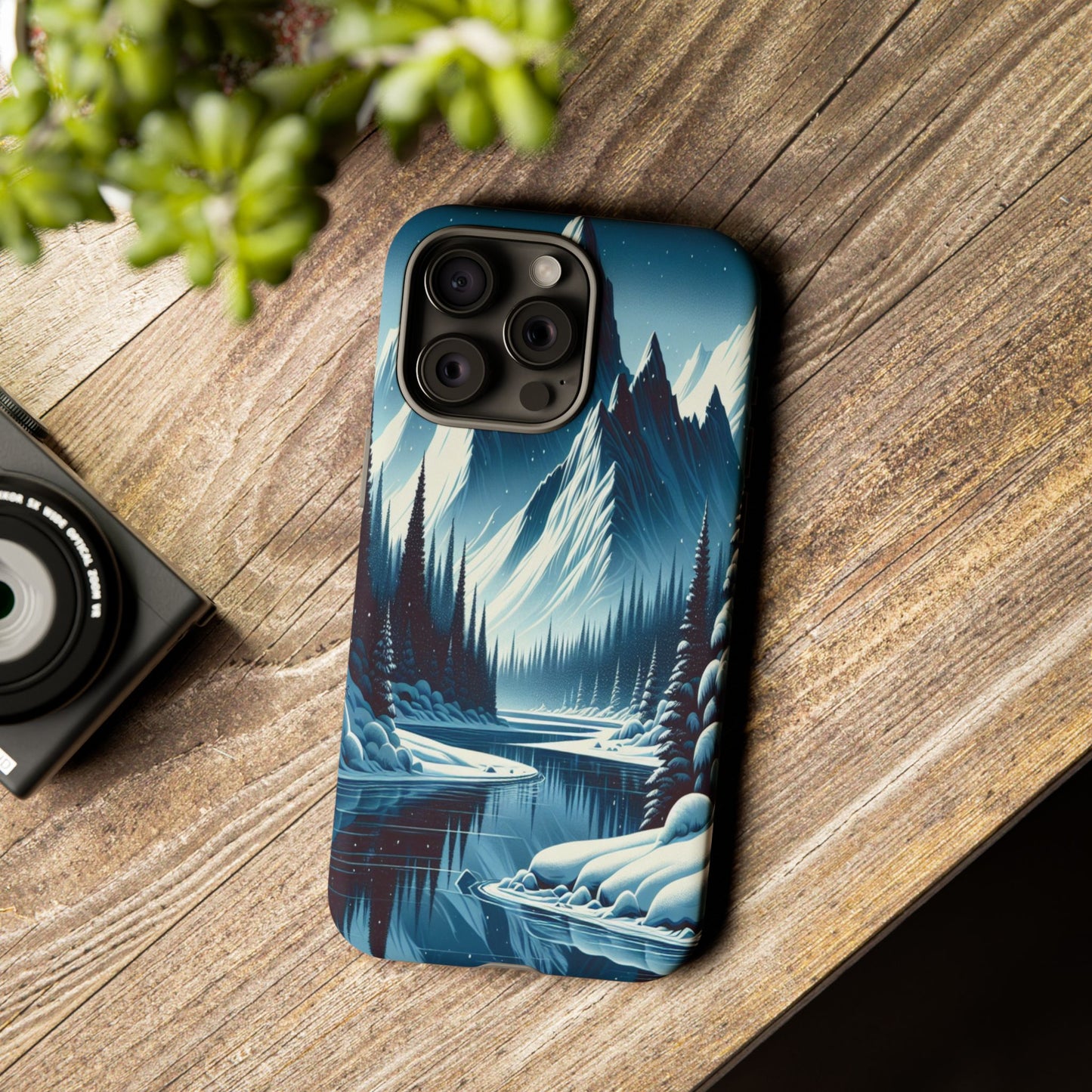 Frozen Peaks and Icy Reflections - Phone Case