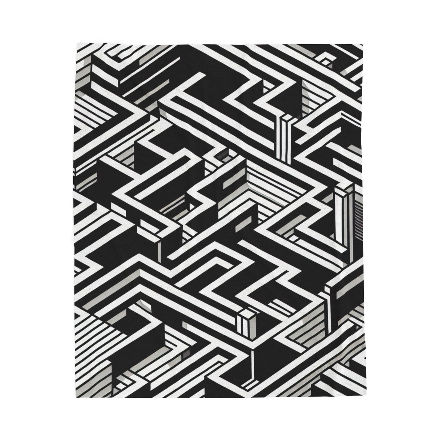 Maze of Depth and Contrast - Plush Blanket
