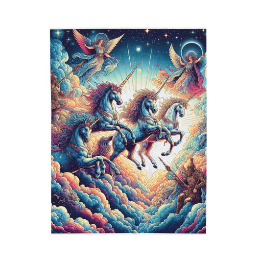 Unicorns in Celestial Dance - Plush Blanket