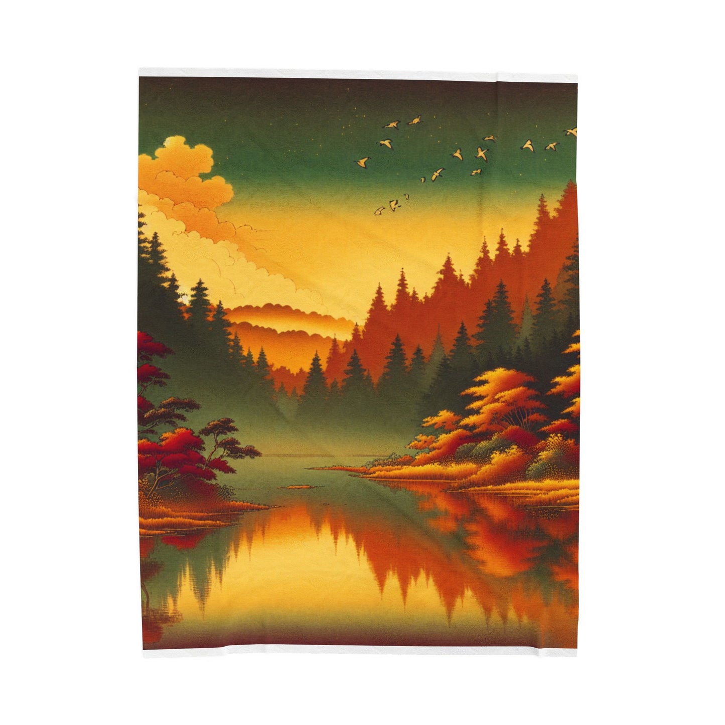 Golden Forest Reflections - Plush Blanket