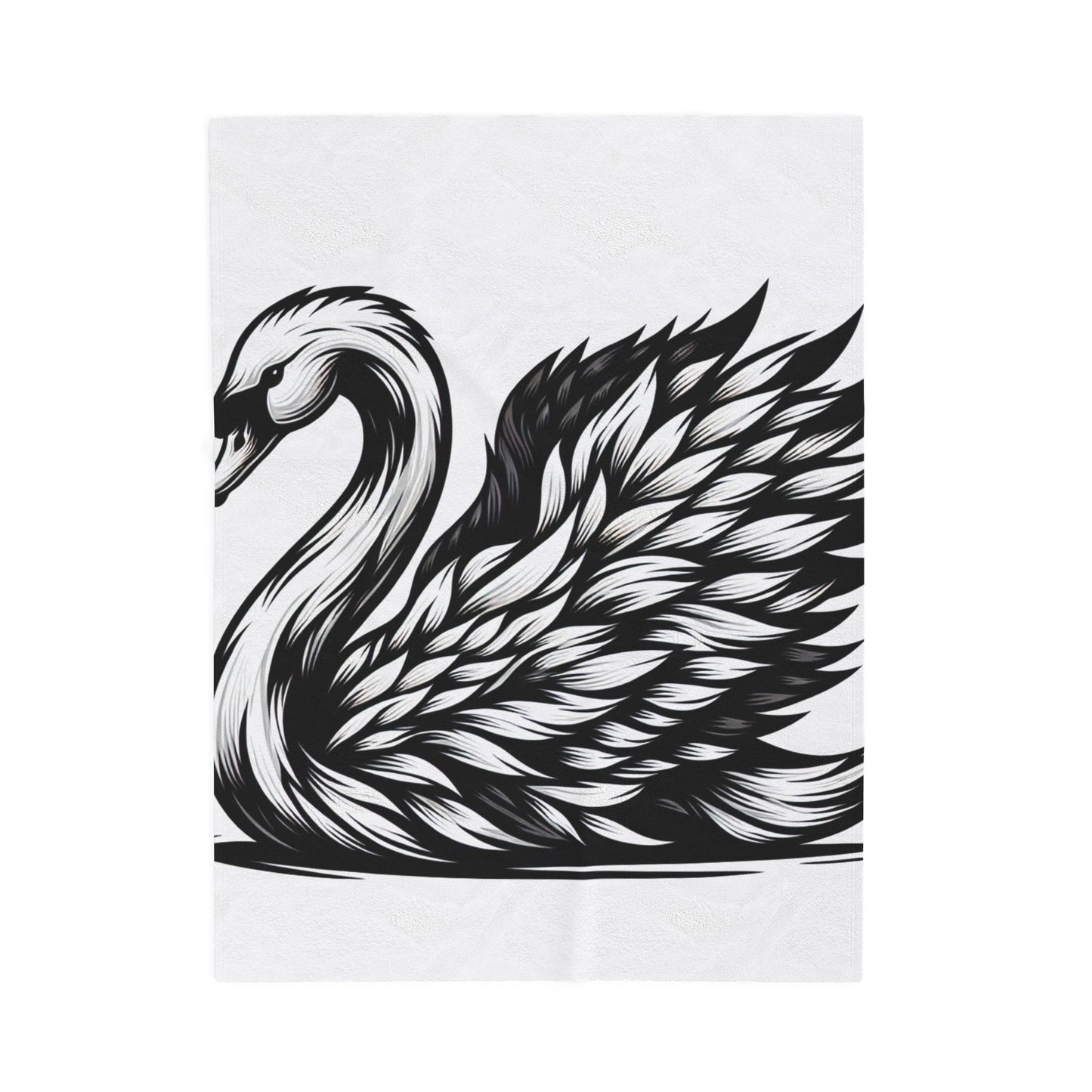 Monochrome Plume Elegance- Plush Blanket