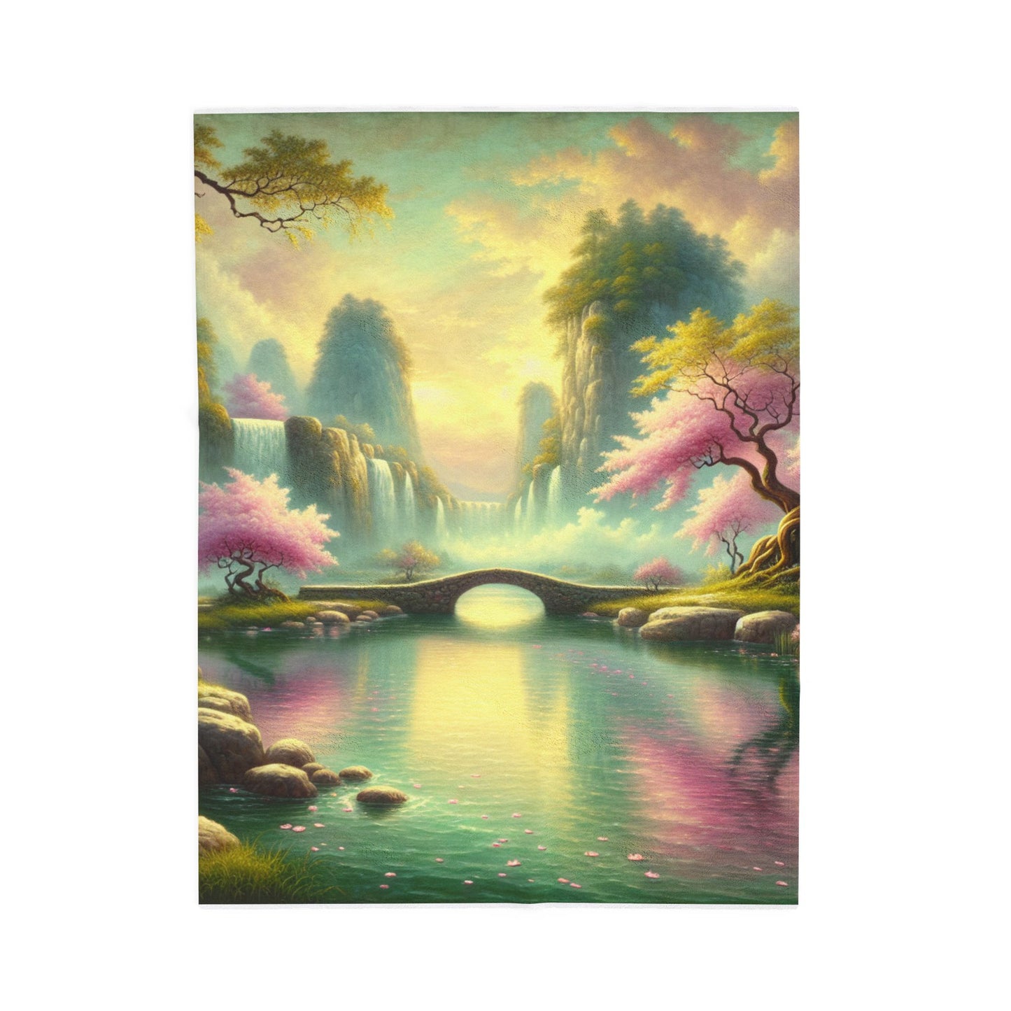 Idyllic Spring Cascade- Plush Blanket