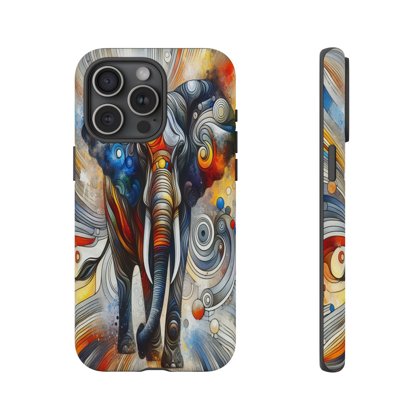 Protective Elephant in Swirling Colors Iphone Case Compatible With Iphone 16 15 14 - Phone Cover