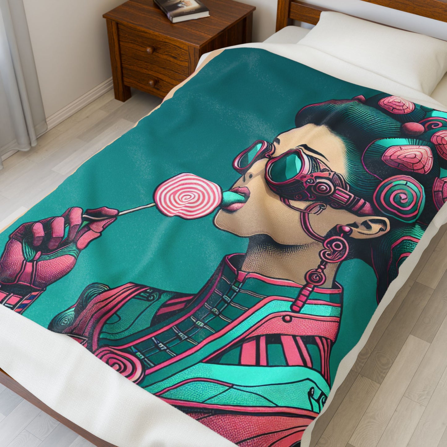 Robot Candy Delight - Plush Blanket