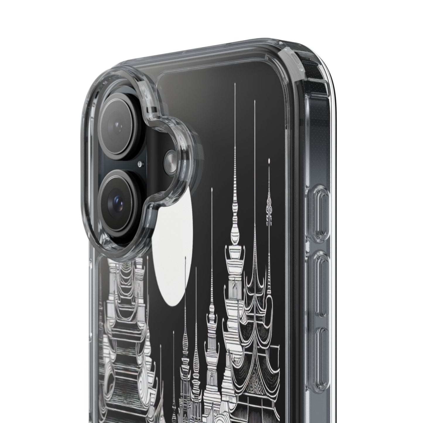 Transparent Temple Silhouette Under Bright Moon Iphone Case Compatible With Iphone 16 15 14 - Clear Phone Cover