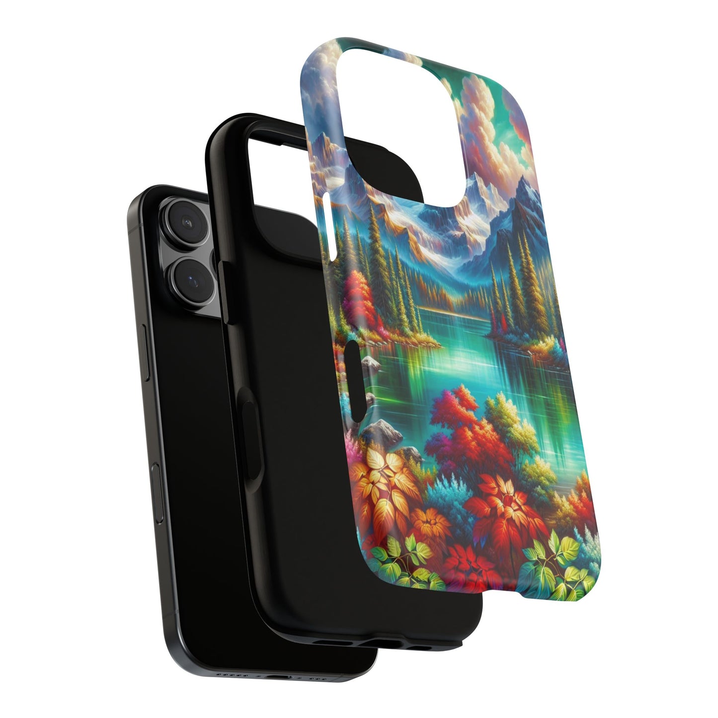 Colorful Mountain Lake Scene - Phone Case