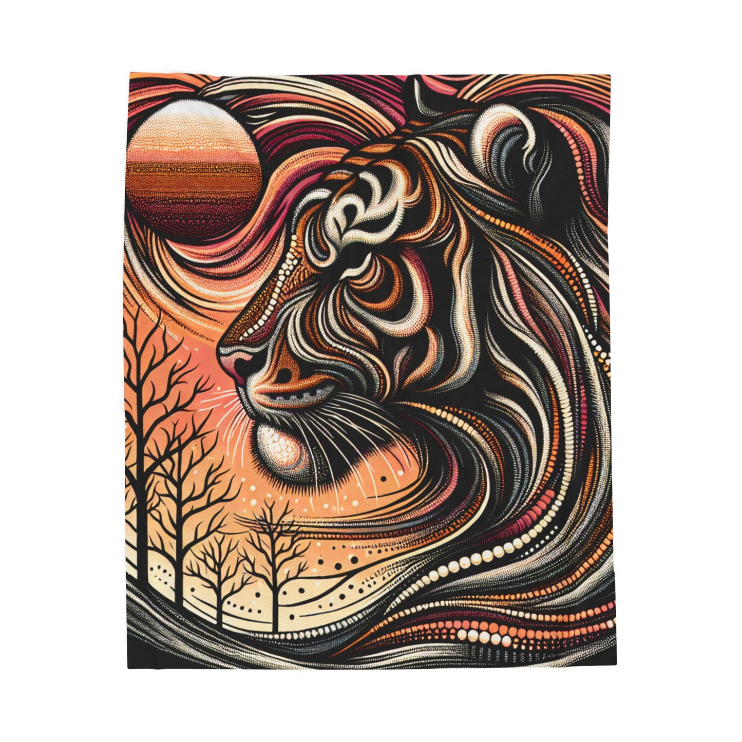 Tiger's Realm in Artistic Swirls - Plush Blanket