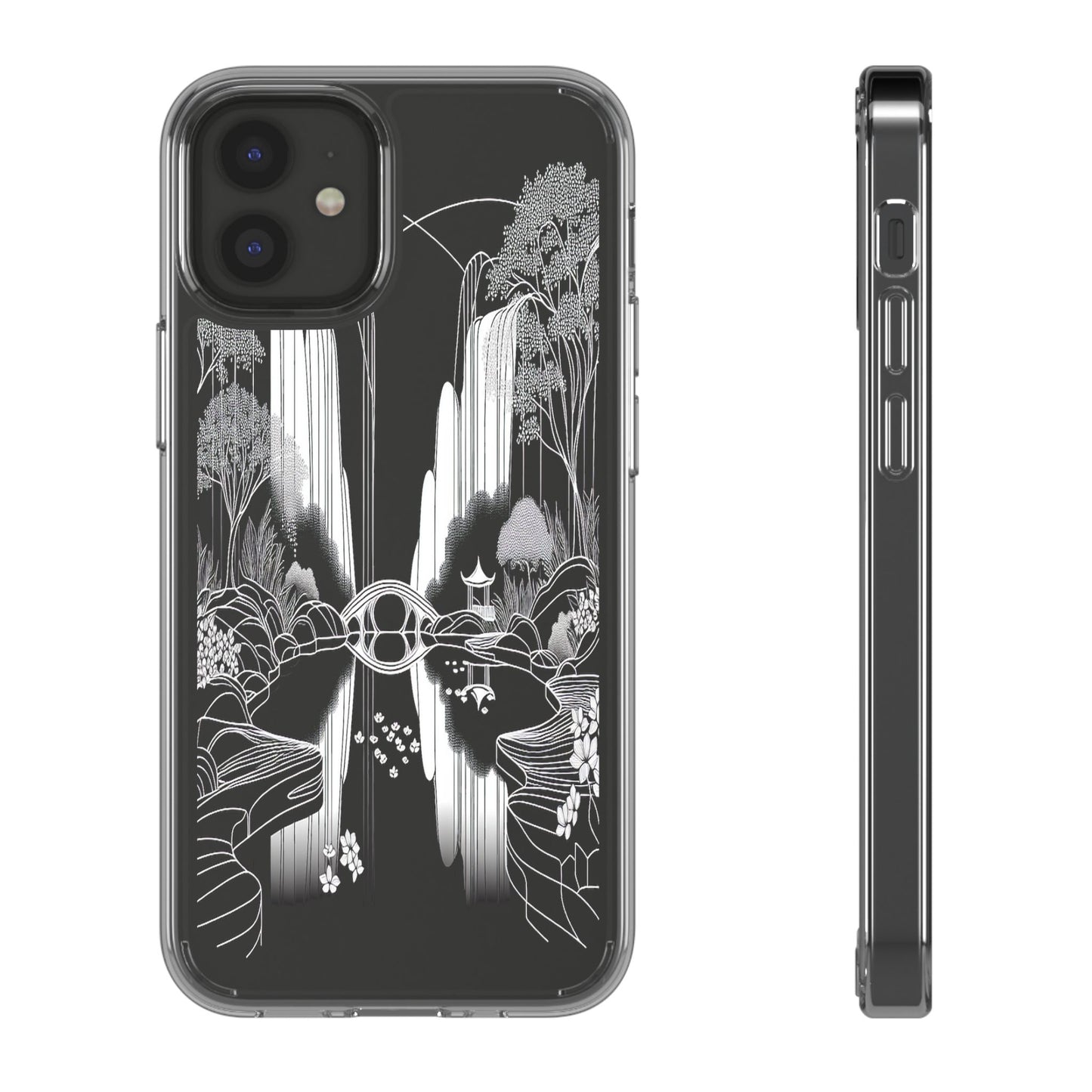 Transparent Waterfall Bridge Scene Iphone Case Compatible With Iphone 16 15 14 - Clear Phone Cover
