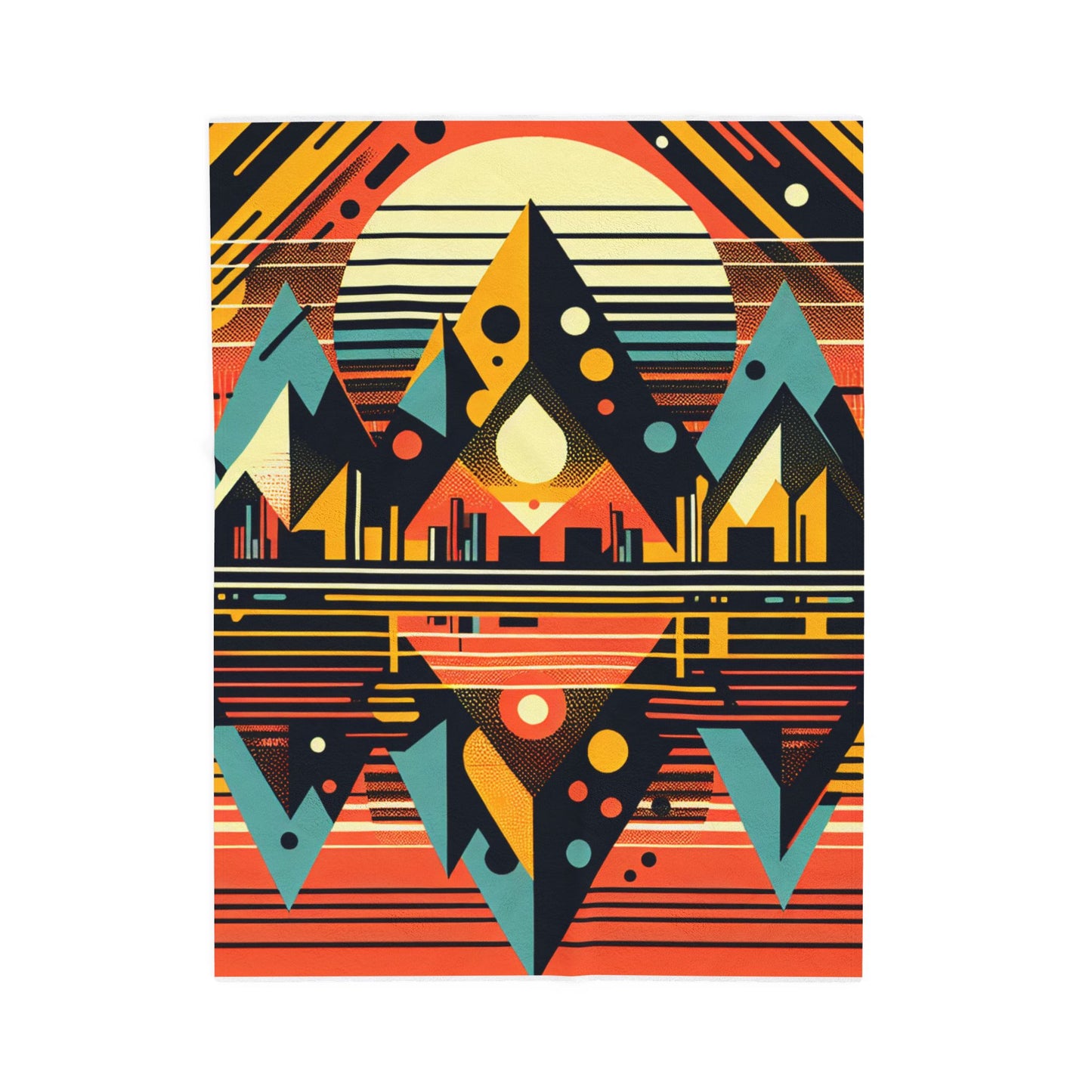 Geometric Peaks in Motion - Plush Blanket
