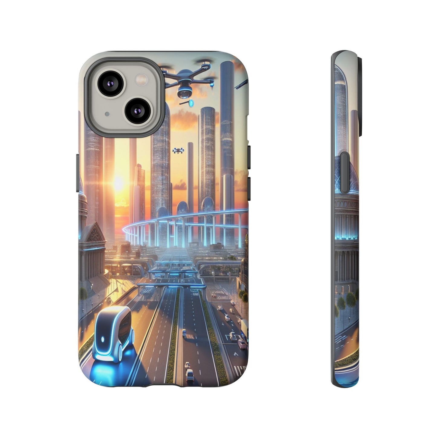 Futuristic Cityscape Unveiled - Phone Case