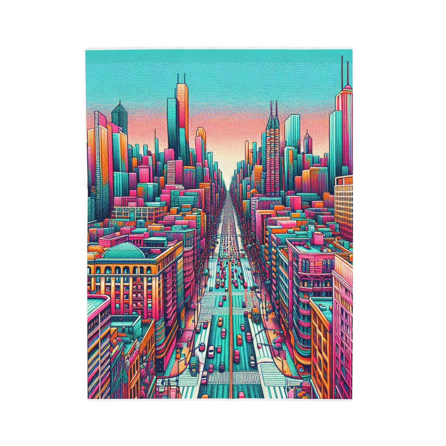 Chromatic Cityscape Odyssey - Plush Blanket
