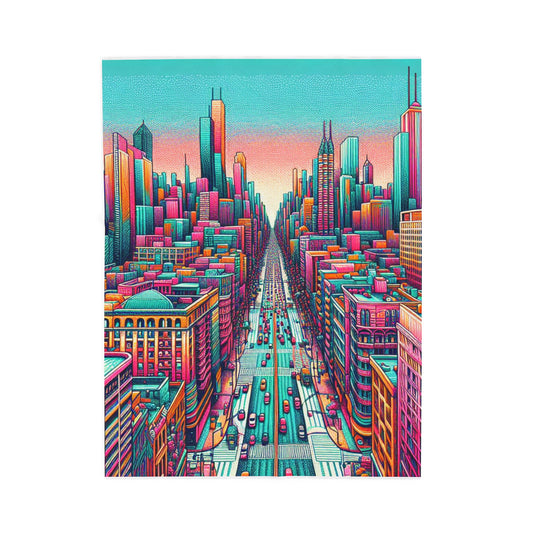 Chromatic Cityscape Odyssey - Plush Blanket