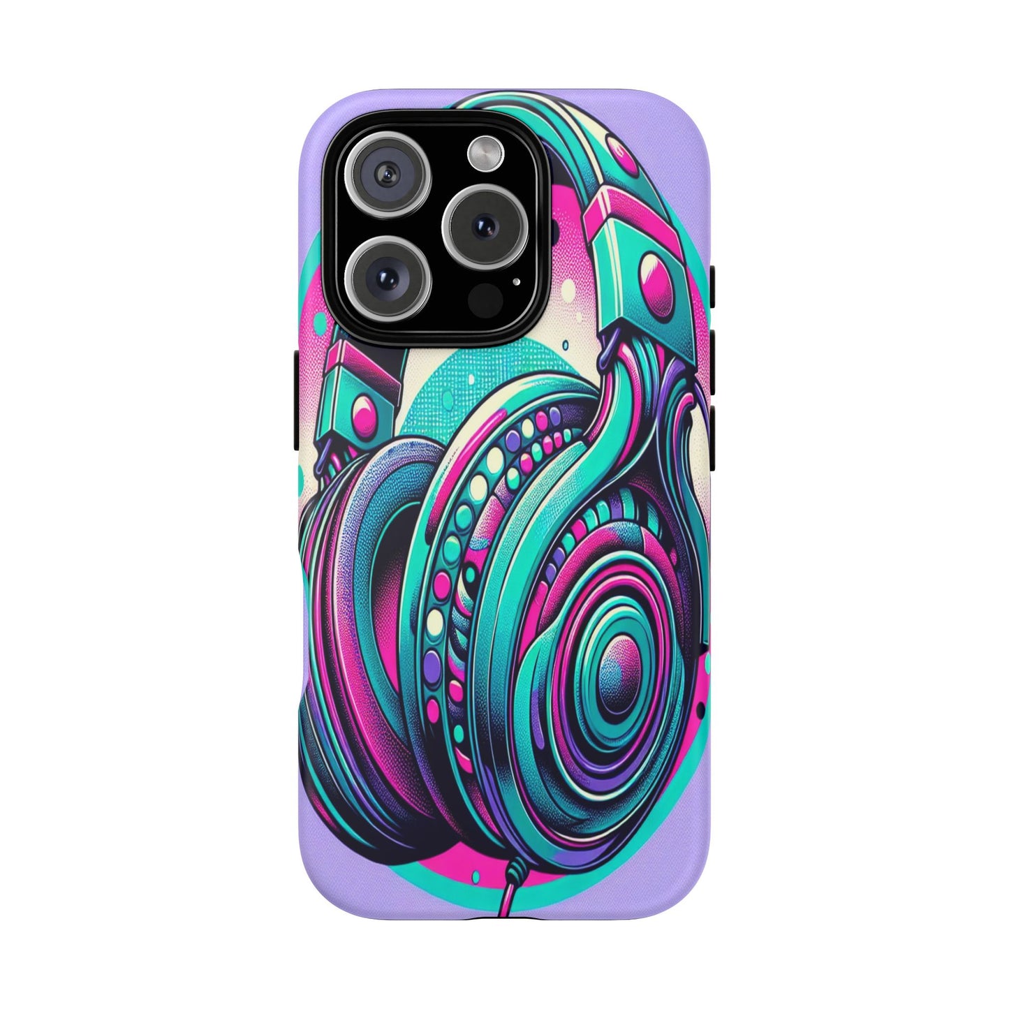 Custom ProtectiveHeadphone Vibes in Electric ColorsIphone Case Compatible With Iphone 16 15 14 - Phone Cover