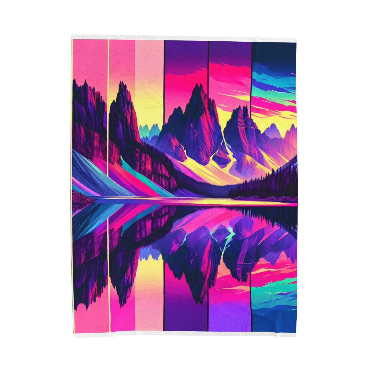 Mountain Panorama in Splendid Shades - Plush Blanket
