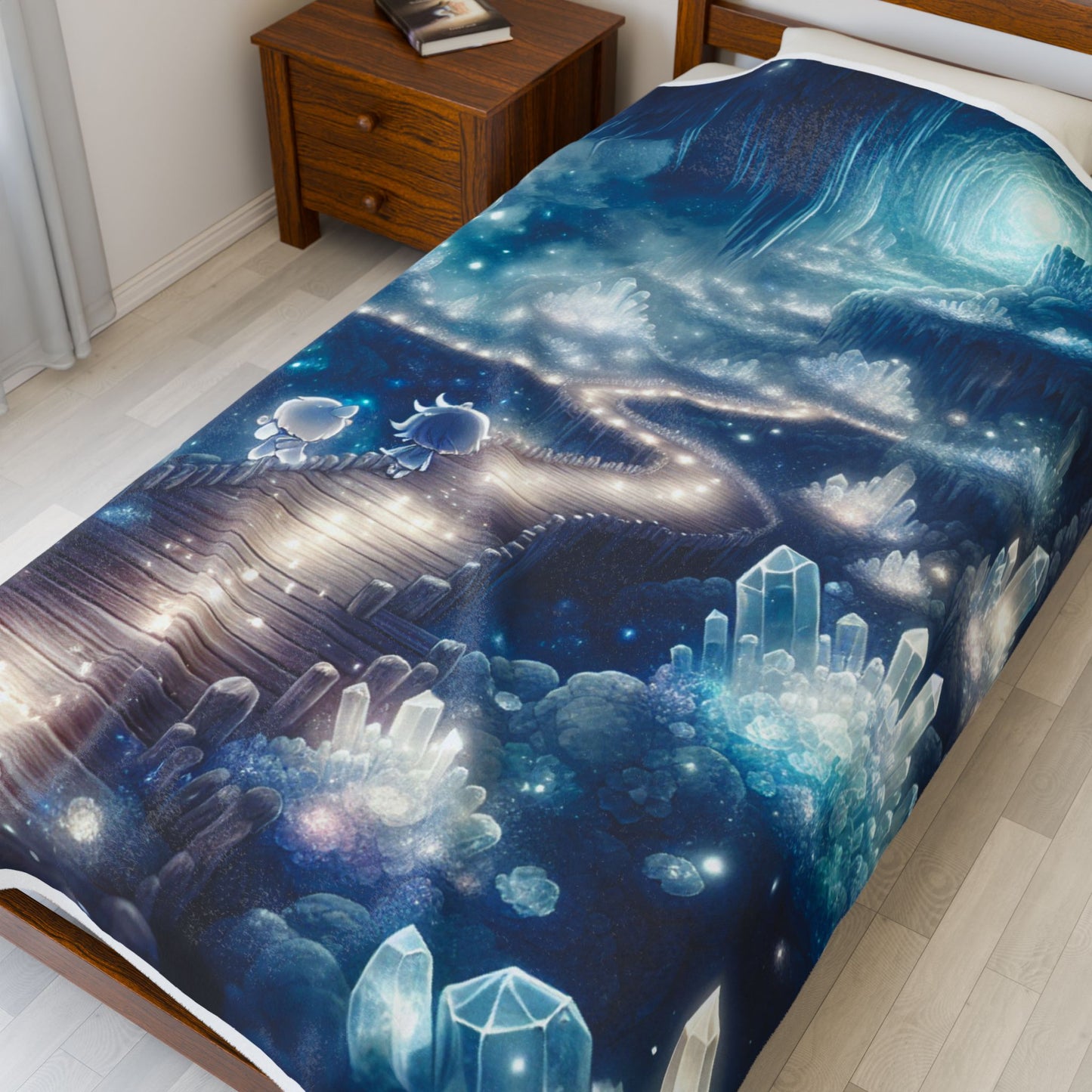 Journey through Enchanted Caverns - Plush Blanket