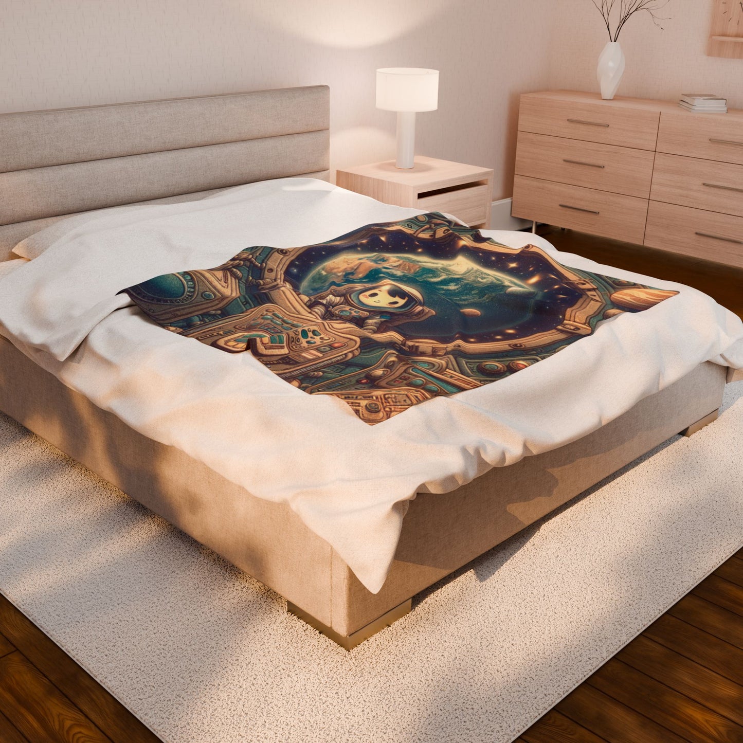 Explorer's Cosmic View - Plush Blanket