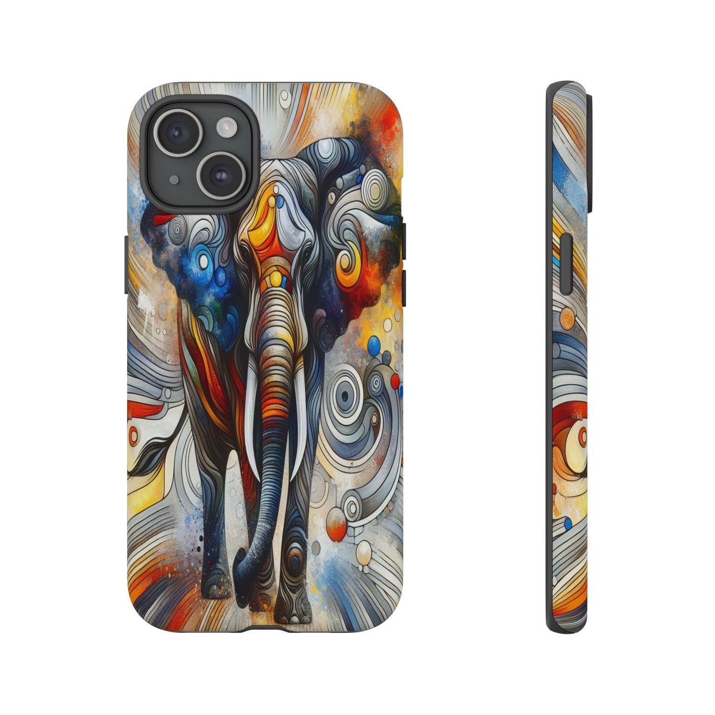 Protective Elephant in Swirling Colors Iphone Case Compatible With Iphone 16 15 14 - Phone Cover