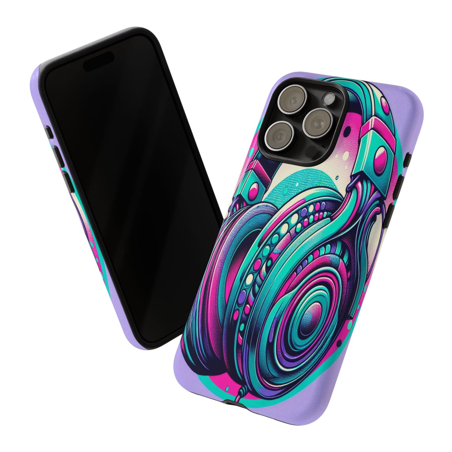 Custom ProtectiveHeadphone Vibes in Electric ColorsIphone Case Compatible With Iphone 16 15 14 - Phone Cover