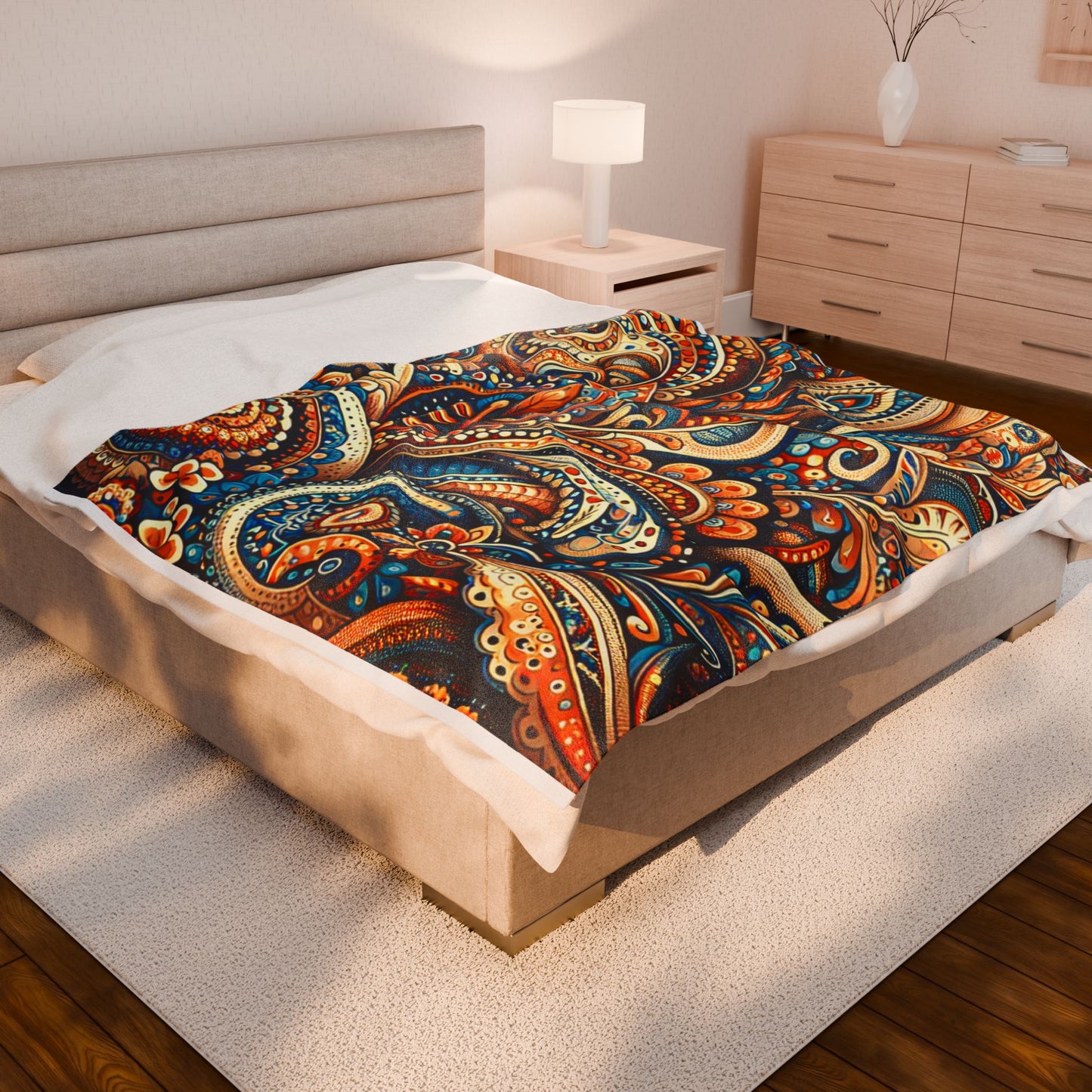 Flowing Tapestry of Intricate Patterns - Plush Blanket