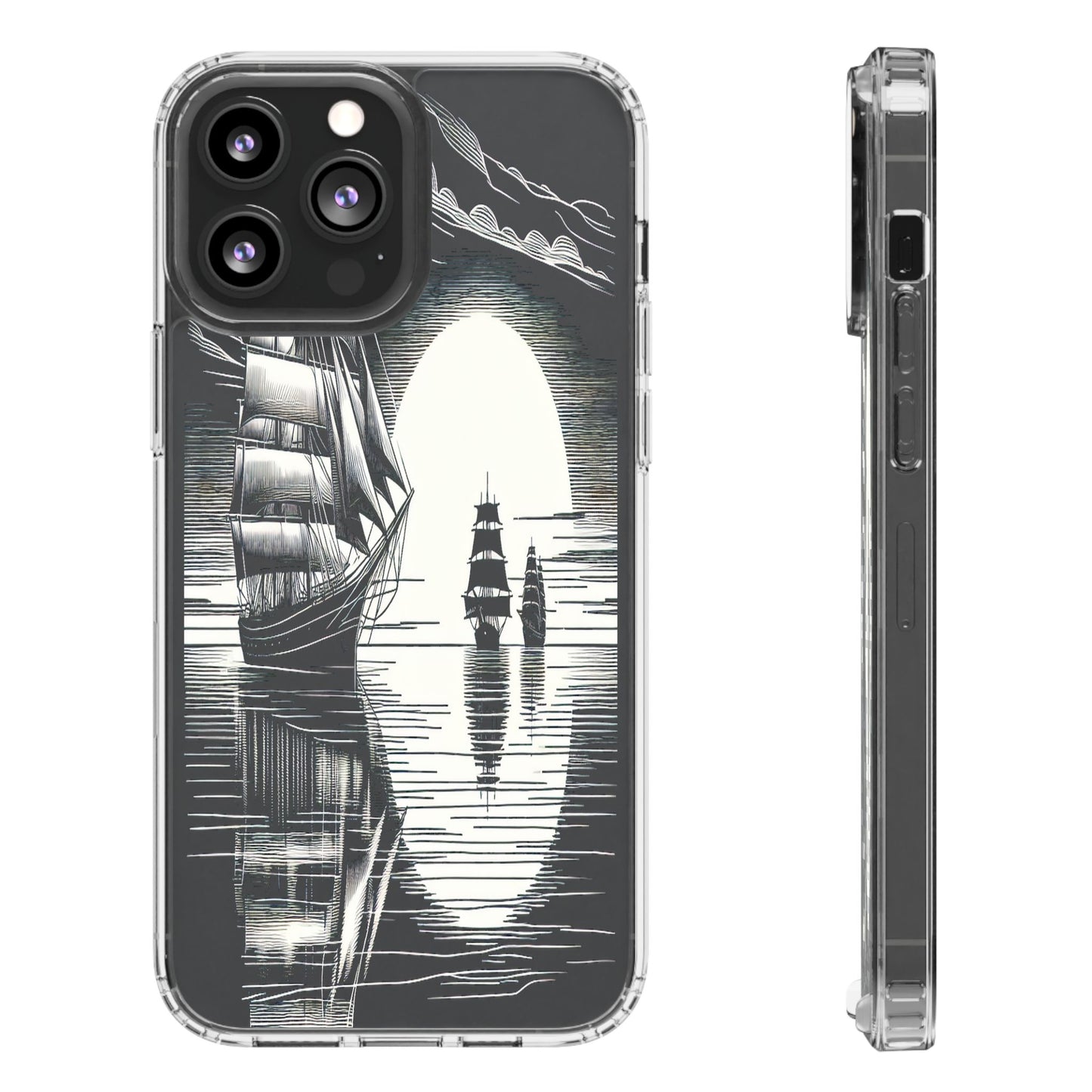 Transparent Sailboats on the Horizon Iphone Case Compatible With Iphone 16 15 14 - Clear Phone Cover