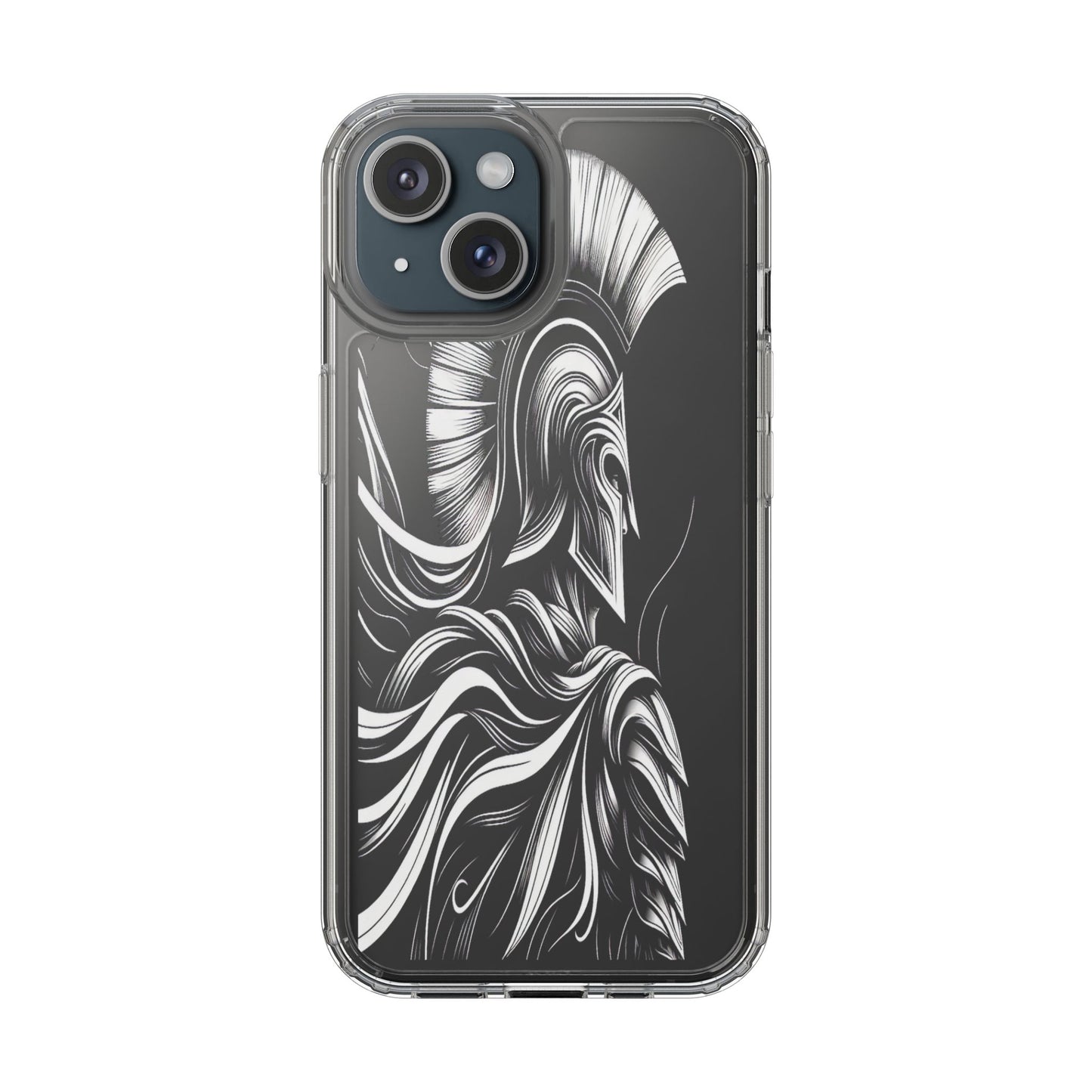 Transparent Helmeted Sentinel in Monochrome Motion Iphone Case Compatible With Iphone 16 15 14 - Clear Phone Cover