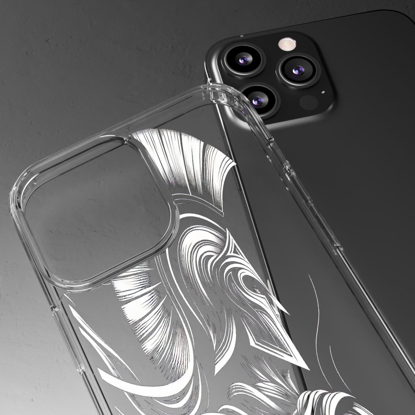Transparent Helmeted Sentinel in Monochrome Motion Iphone Case Compatible With Iphone 16 15 14 - Clear Phone Cover