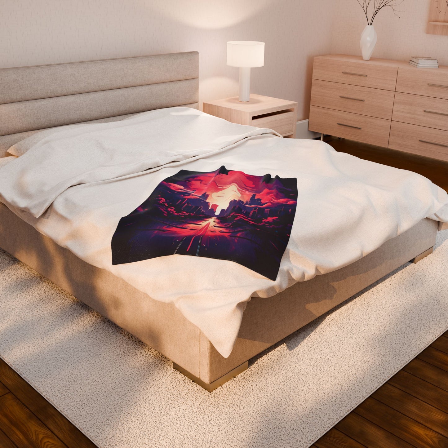 Sunset Metropolis Dreamscape- Plush Blanket