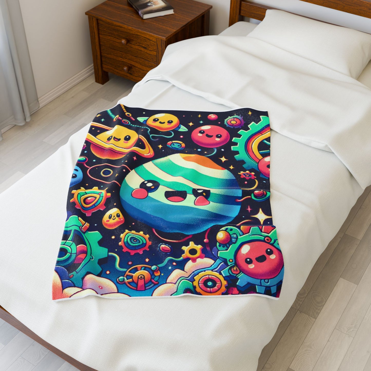 Playful Celestial Adventure - Plush Blanket