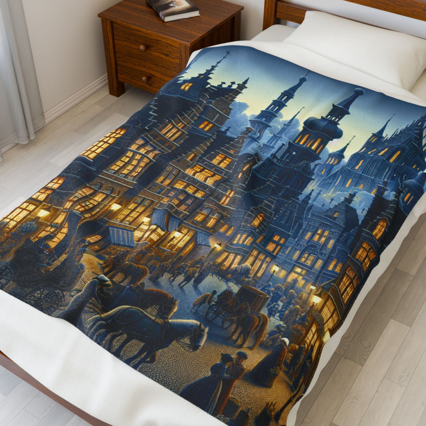 Medieval Streetlife Tableau - Plush Blanket