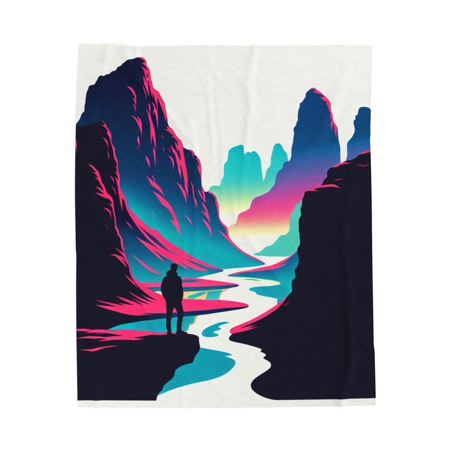 Silent Wanderer Among Peaks - Plush Blanket
