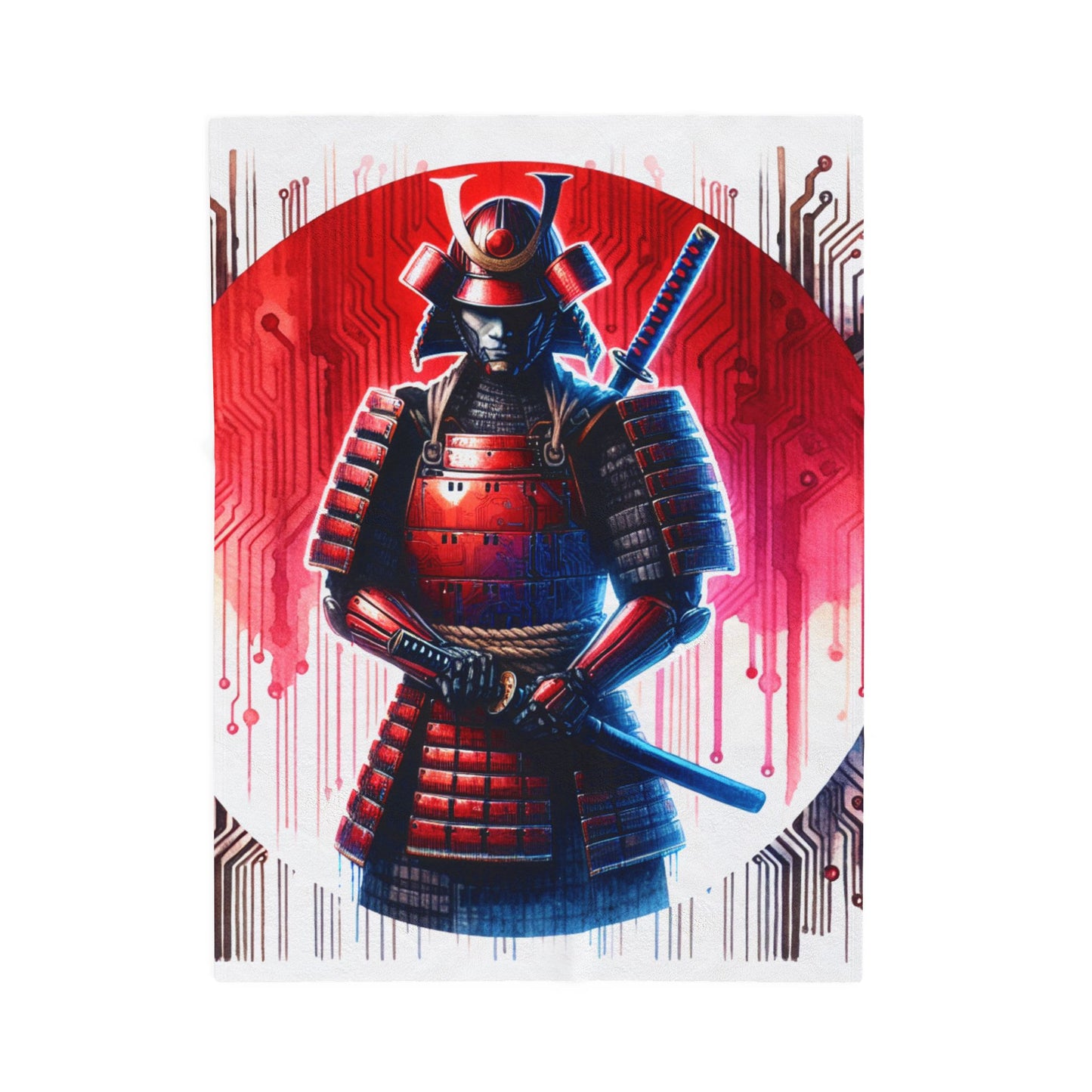 Samurai Cyber Nexus - Plush Blanket
