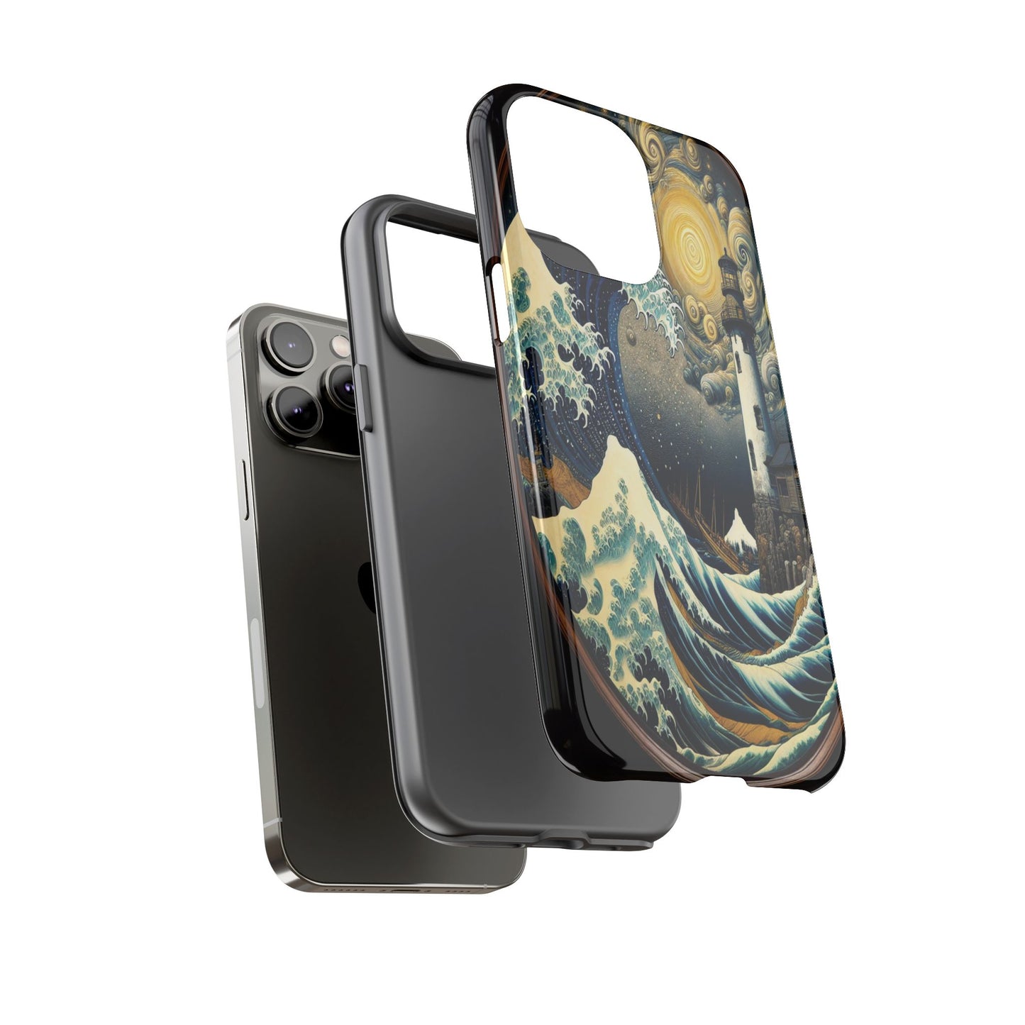 Protective Lighthouse Amidst Celestial Waves Iphone Case Compatible With Iphone 16 15 14 - Phone Cover