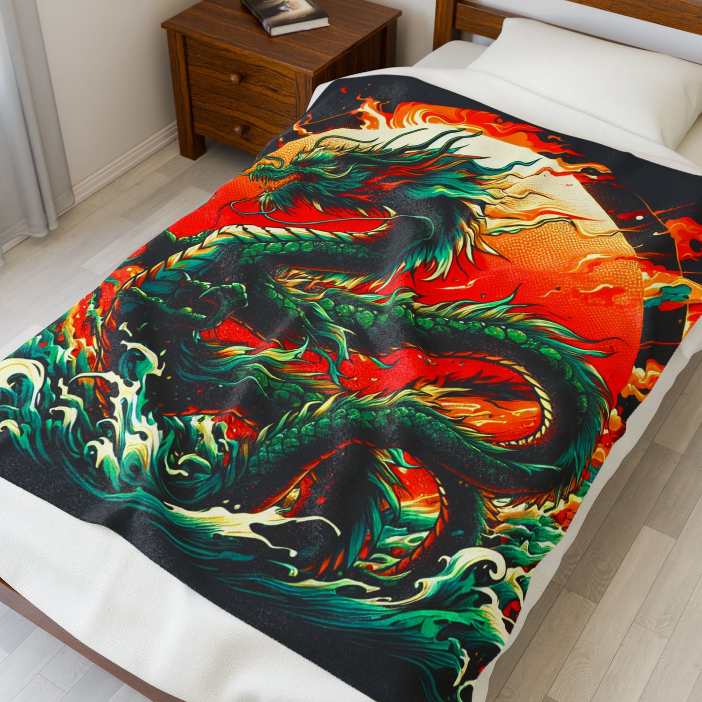 Dragon's Fiery Ascension - Plush Blanket