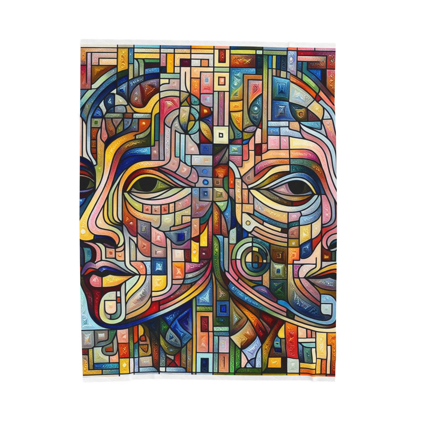 Faces in Fragmented Harmony - Plush Blanket