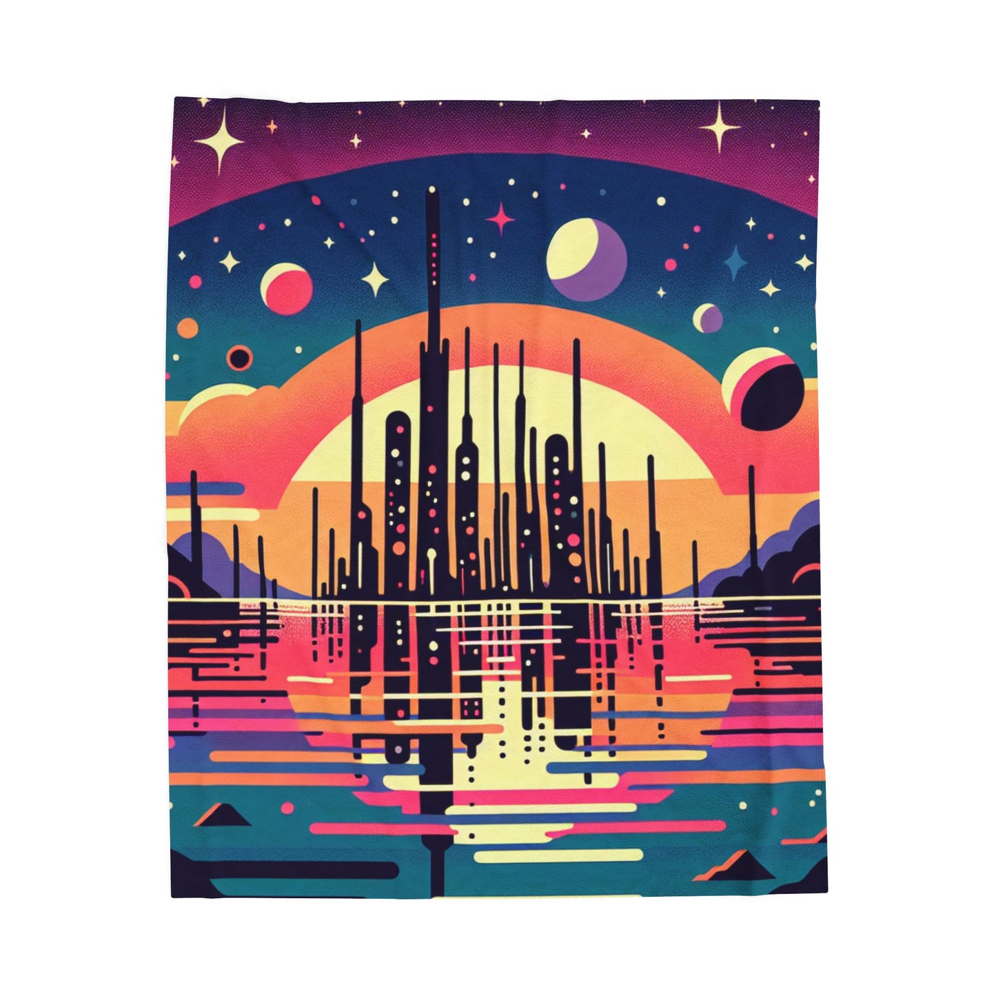 Celestial Skyline Oasis - Plush Blanket