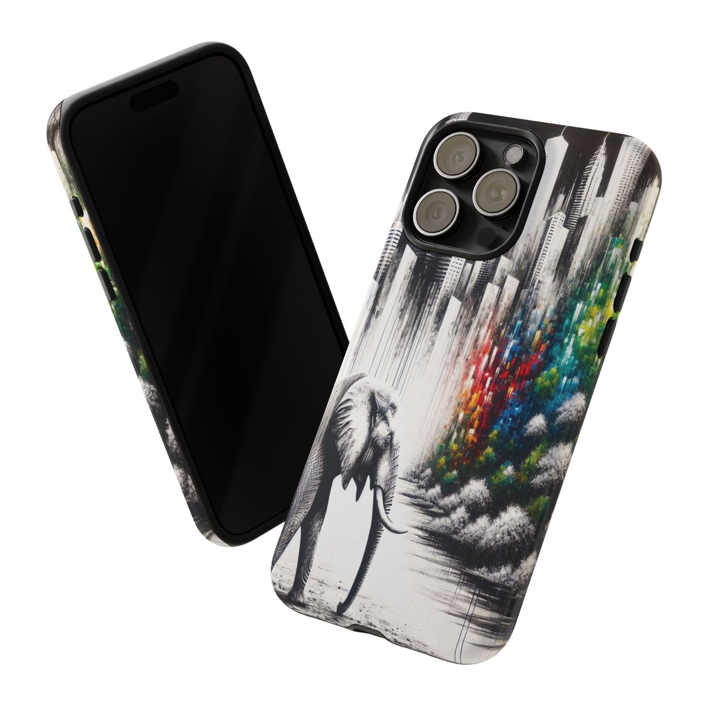 Protective Elephant's Journey Through the Cityscape Iphone Case Compatible With Iphone 16 15 14 - Phone Cover