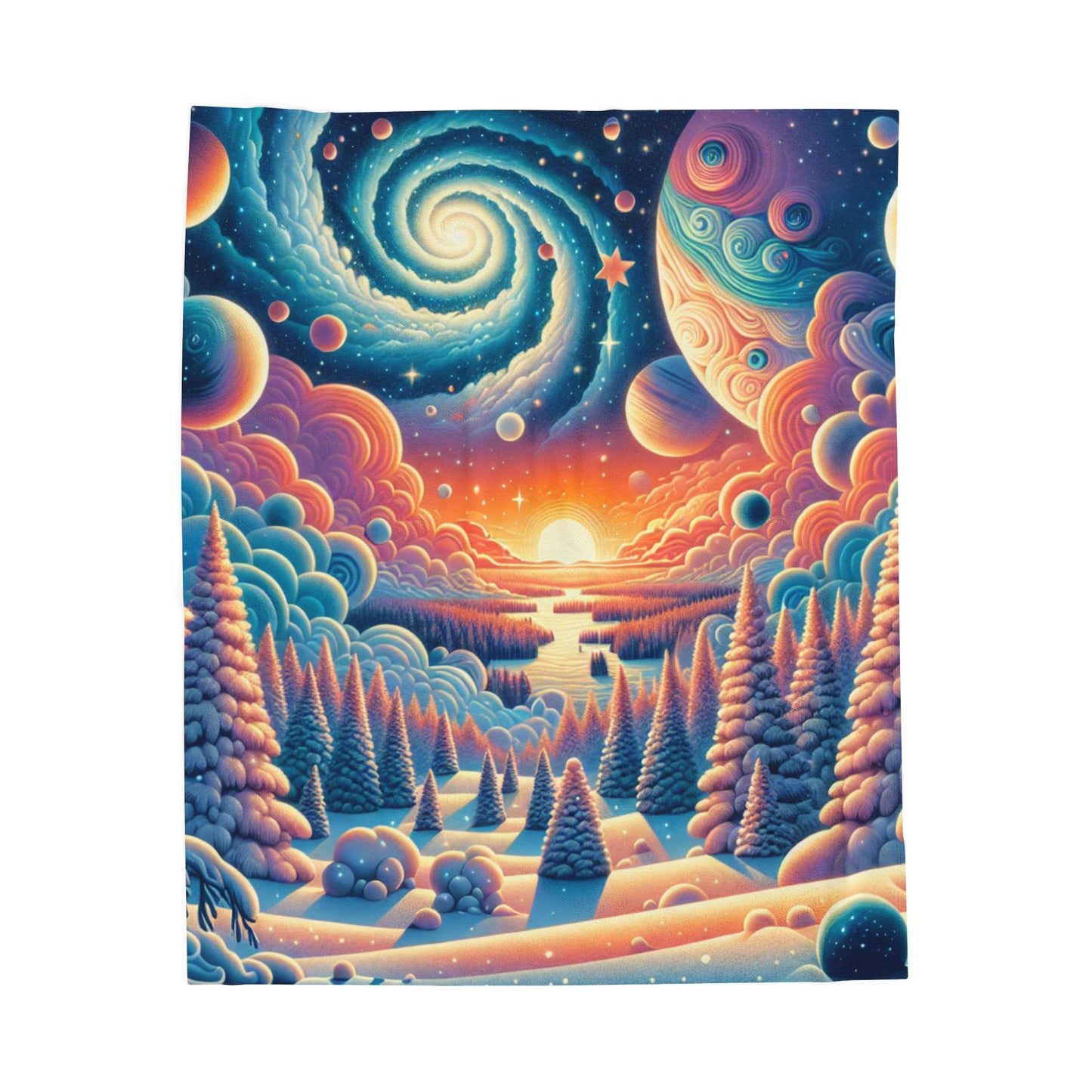 Cosmic Winter's Embrace - Plush Blanket